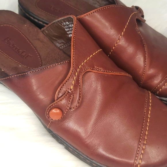 Bjorndal Ivy Brown Leather Monk Strap Cap Toe Clog Mule Shoe Womens 8M Casual - Picture 17 of 17